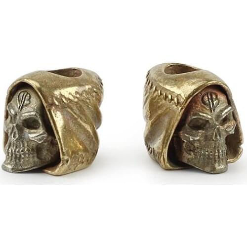 1pcs DIY Copper Hat Skull Paracord Pendant Hoods Skull Brass Knife Umbrella Rope Cord Pendant