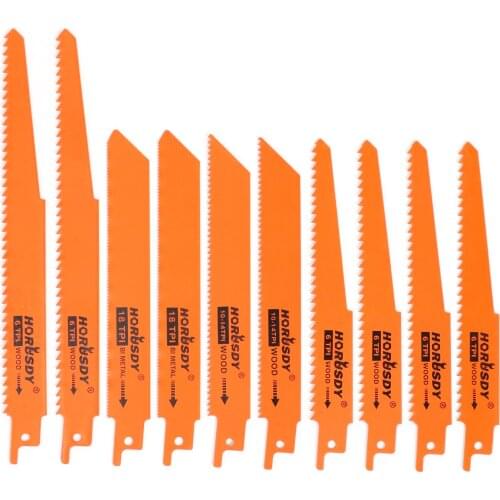 HORUSDY 10Pcs Reciprocating Saw Blades Set Electric Saw zall Hackzall Metal Wood 1/2" for Cutting Metal Materials