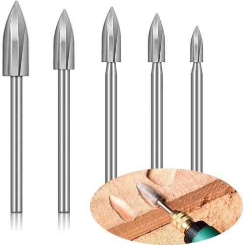 5pcs Wood Carving Engraving Drill Bit Set 3 Flute Blade Woodworking Milling Cutters White Steel Edges Carving Knife for Wood