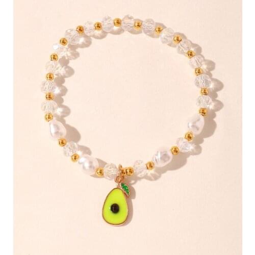 New Fashion Fruit Avocado Pendants Long Chain Bracelet For Women Lovers' Best Friend Beaded Bracelet Gifts Jewelry
