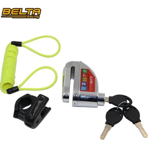 New Adjustable Waterproof Chrome Motorcycle Moto Bicycle Waterproof Disc Alarm Lock With Bracket And Reminder Cable