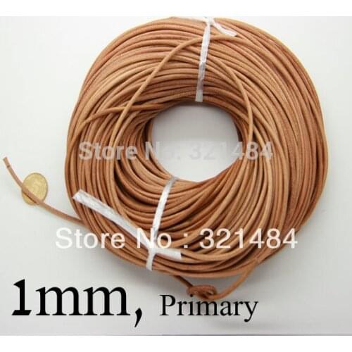 Primary color 100m guniune real round leather cord 1mm leather strings ropes jewelry making supplies