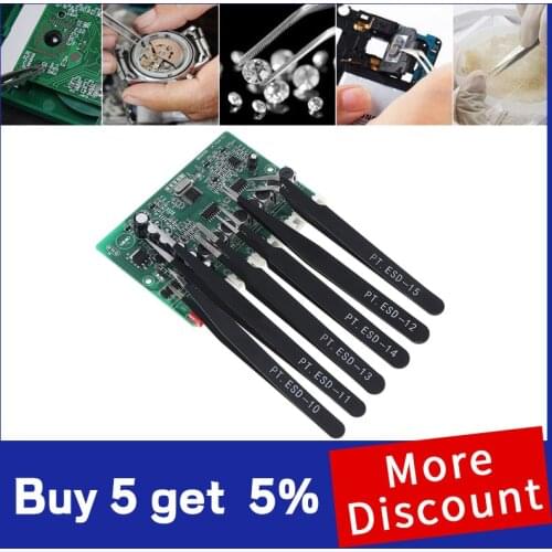 6pcs Stainless Steel Tweezer 1.0MM Anti Static Fix Repair Tool Kit for Electronics Jewelry Fine Craft Mobile phone Sticker Drill