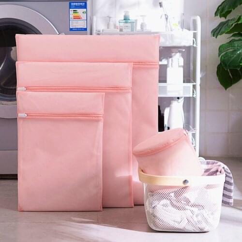 Polyester Clothes Sweater Washing Bag Zippered Mesh Underwear Bra Socks Laundry Wash Bags Pink Foldable Laundry Basket For Bra
