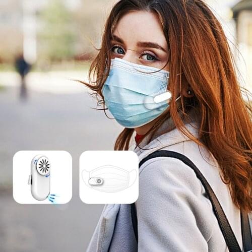 Portable Fan For Face Mask Clip-On Air Filter USB Rechargeable Exhaust Mini Fans Personal Wearable Air Purifiers Reusable