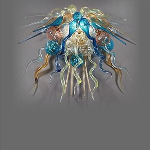 Multi Color Glass Lightings Chihuly Style Modern Hand Blown Glass LED Chandeliers for Bedroom Decor