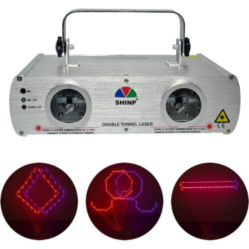 SHINP 2 Lens 7CH DMX Red Purple Laser Scan Beam Lights Profession Party DJ KTV Home Projector Bar Show LED Stage Lighting DL22RP