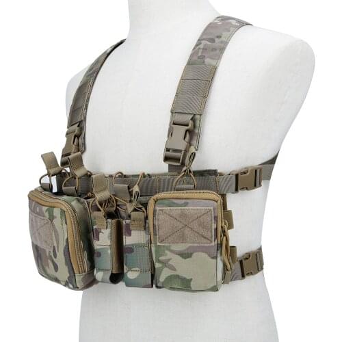 Military Tactical Vest Chest Rig Carrier Harness with Molle Magazine Pouch Nylon Airsoft Paintball Hunting Equipment