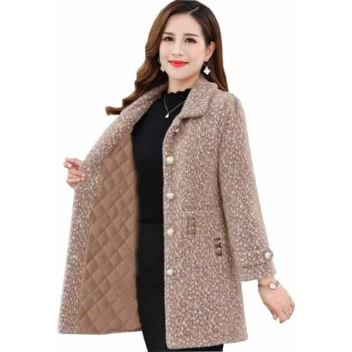 2021 New Winter Jackets Women Mink Fleece Coat Add Cotton Thicken Woolen Outwear Plus Size 5XL Suede Warm Coats