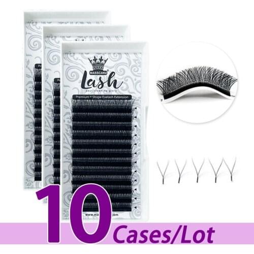 10case/lot High quality fluffy eyelash extensions handmade eyelash extensions silk private logo dark matte eyelash extension