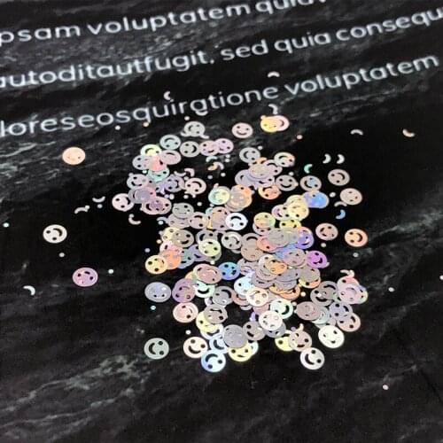 10g 5mm smiling face ultrathin PET paillettes laser sequin 3D Nails Art Manicure weddding Lentejuelas DIY decoration confetti