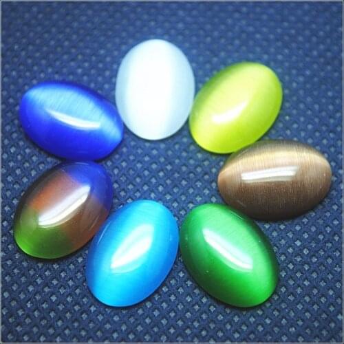 10pcs cat eye glass cabochons CABS No hole oval shape for jewelry beads diy making 13x18mm 18x25mm