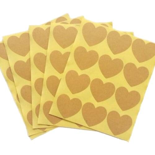 120pcs/10 sheet Blank Kraft Heart Sticker for Handmade Products DIY Gift Point Sticker For child Party Favor Gift Bag Candy Box