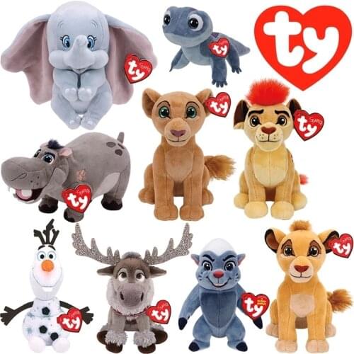 15CM Ty Beanie Big Eyes Simba Nala Scar Olaf Sven Ferdinand Lupe Dumbo Plush Toy Lion Elephant Anime Doll Children Birthday Gift