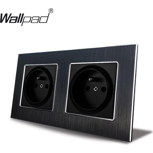 2 Way French Socket Wallpad 110V-240V AC Metal Aluminum Frame 16A 156*86mm Double French Wall Power Outlet with Claws Back