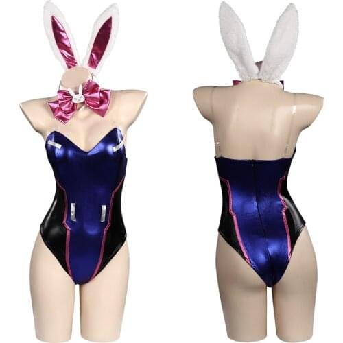 2021 OW Dva Bunny Girl Jumpsuit Cosplay Costume Outfits Game Halloween Carnival Suit For Women Girls Gift
