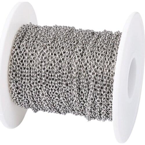 3x2x0.6mm 304 Stainless Steel Cross Chains Necklace Bracelet Jewelry Making DIY Link Chains about 20m/roll