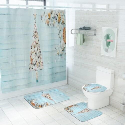 4PCS Shower Curtain and Bathroom Mat Set Non Slip Bath Mat Microfiber Bath Carpet Toilet Bath Mat Rugs for Bathroom