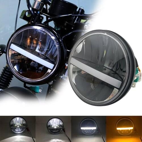 7 Inch Motorcycle Hi/Low Beam LED Headlight Kits Conversion for Fat Boy Touring 7'' Round LED Headlamp with DRL Halo Amber Turn