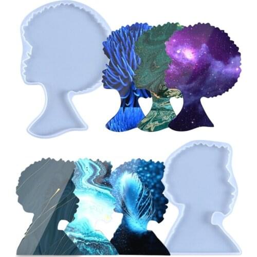 Afro Female/Male Head Coaster Tray Epoxy Resin Mold Serving Board Silicone Mould DIY Crafts Decorations Ornaments Tool