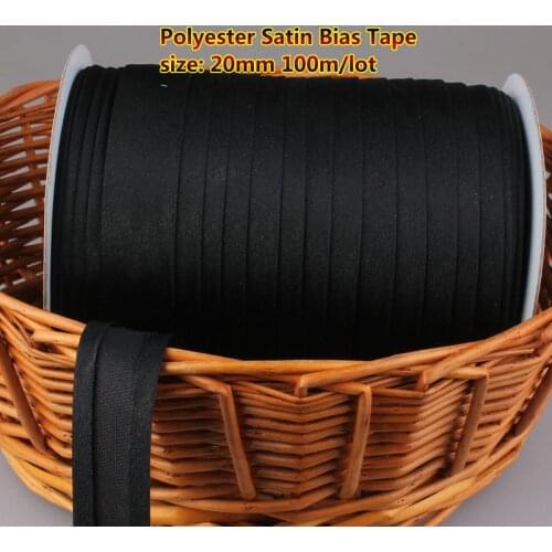 Free shipment Polyester Satin Bias Binding Tape,size: 18mm,textile cloth,Chinese suit, for 80yard DIY sewing garment item Black