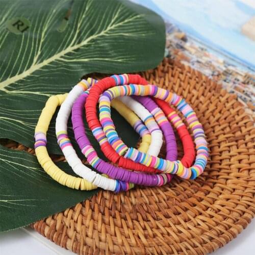 Hot Sale Bohemian Ethnic Style Vintage in Colorful Polymer Clay Bracelet for Women and Girls Wear in the Sun Beach