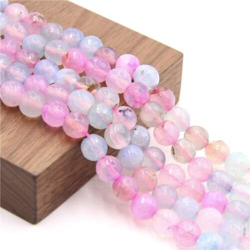 Agat Beads Faceted Pink Natural Stone Beads Round Beads For Jewelry Making DIY Bracelet Necklace 6 8 10mm 15.5