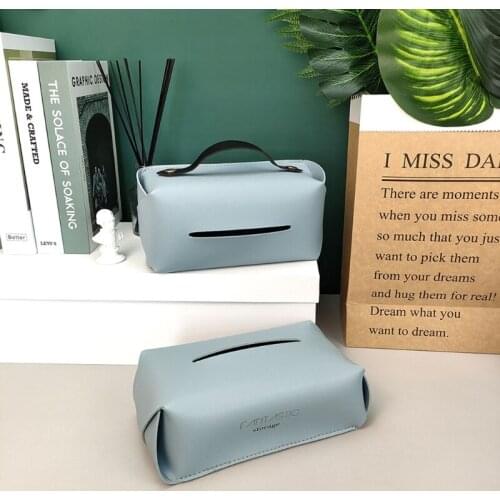 Colored Leather Tissue Box Dirt-resistant Automotive Bedroom Kitchen Desktop Tissue Holders Decorations T3ED