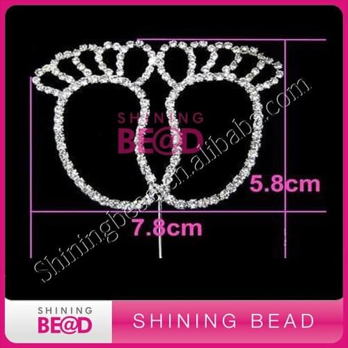 Baby feet crystal rhinestone cake topper for baby shower,free shipping,hot sale baby feet rhinestone cake topper