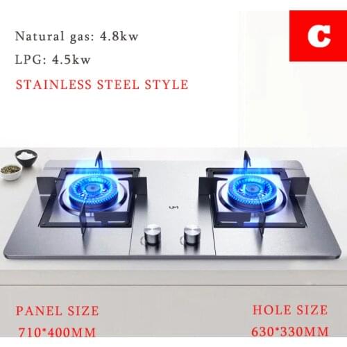 Household Gas Stove Stainless Steel/stalinite Hot Sell LPG/Natural gas Cooker Desktop and Embedded type Cooking Machine