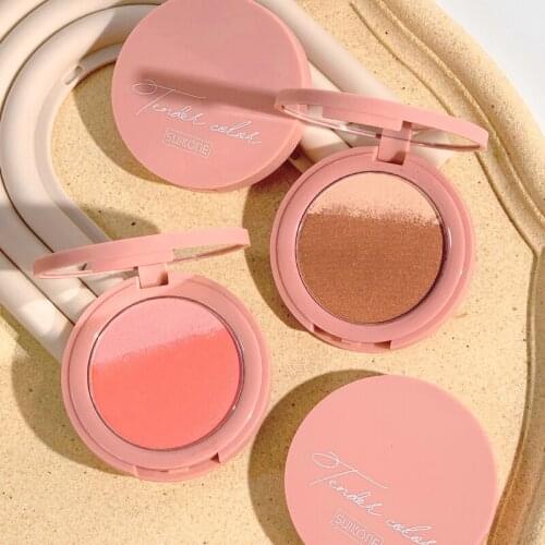 Gradient Blush Smooth Easy To Color Waterproof Sweatproof Powdery Blush Matte Blusher Facial Pigment Long Lasting Make Up TSLM1