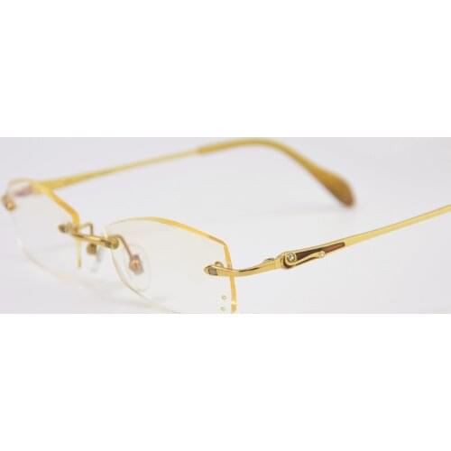 Refined ladies glasses myopia pure titanium glasses rimless diamond cutting fashion ladies glasses