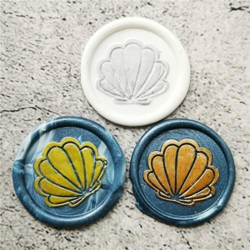 Seashell Seal Stamp, seaside Wax Seal Stamp Custom shell Wax Stamp head for wedding Sealling Wax Sellos Wood Handle stamps