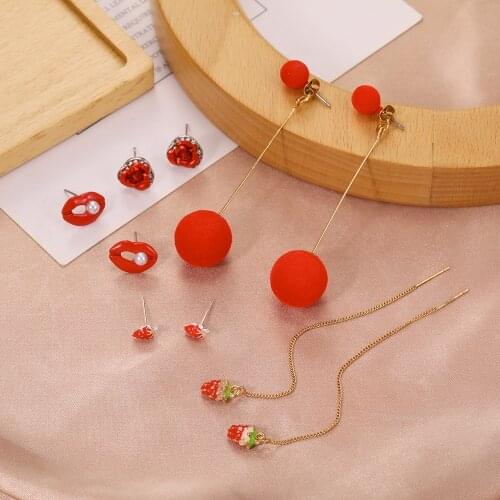 New Statement Earrings Red Color Geometric Drop Earrings for Women Punk Metal Earring Trendy Jewelry Elegant