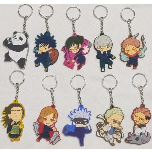 New Anime Jujutsu Kaisen PVC Keychian Cartoon Figure Gojo Satoru Yuji Itadori Nobara Kugisaki One Side Pendent Key Ring Brelok