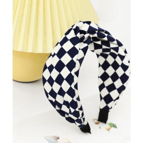 Autumn Style Simple Solid Color Fabric Plaid Fashion Ladies Hair Accessories Exquisite Cross Retro Headband