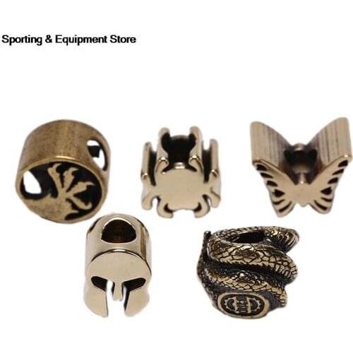 Paracord 1PC Outdoor Vintage Skull Brass Knife Beads Shield Umbrella Rope Lanyard CrossBead Wholesale