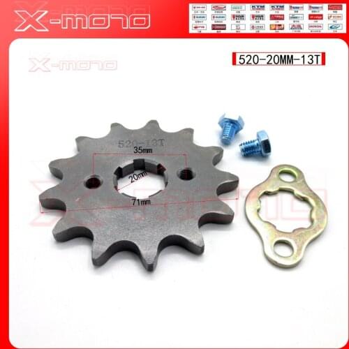 Front Engine Sprocket 520# 13T Teeth 20mm For 520Chain With Retainer Plate Locker Motorcycle Dirt Bike ATV Parts