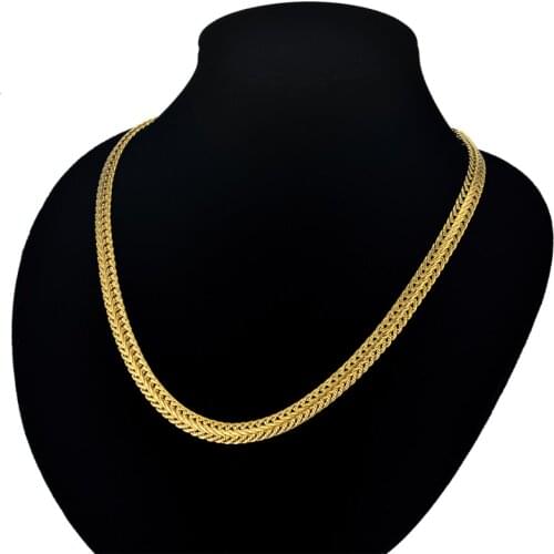 Gold Filled Snake Chain Necklace Gold Color Rock Punk Casual Style Men Long Choker Chain Hip Hop Jewelry erkek kolye 20" homme