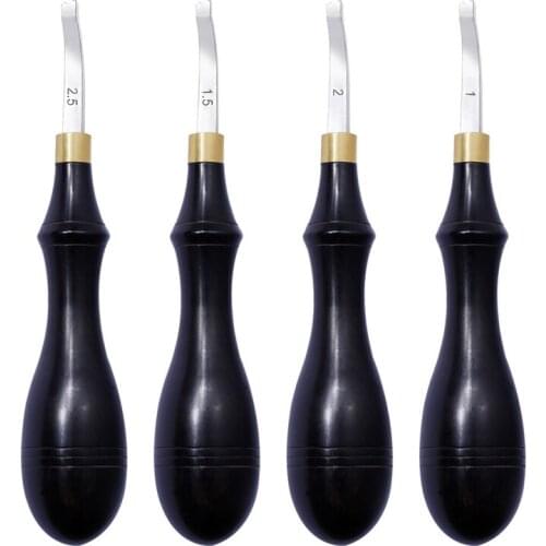 Edge Blade Ebony Handle DIY Leathercraft Edger Trimming Tool Beveling Skiving Cutting Tool Edge Beveller Steel Leather 1MM 2MM