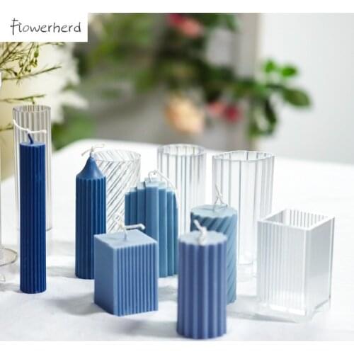 DIY Cylindrical Acrylic Candle Mold Handmade Geometry Aromatherapy Vertical Pattern Threaded Candle Molds for Candle Making Kit