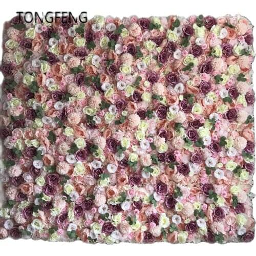 TONGFENG PINK 8pcs/Lot Fleurs Artificielles Silk Rose Peony Hydrangea 3D Flower Wall Panel Party Wedding Backdrop Decoration