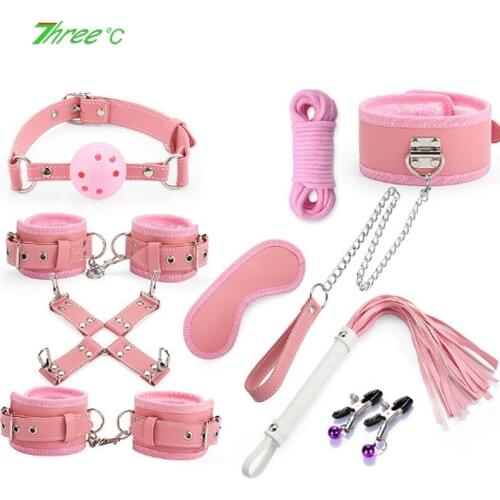 Adult Product BDSM Bondage Sex Toy Kits Flirt Game For Couples Gag-Ball Bundled Rope Nipple Clamp Spanking Whip Exotic Accessory