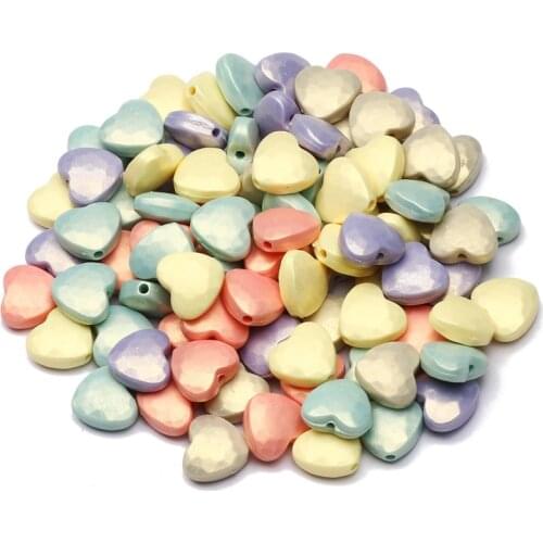 50-100pcs 11mm Mixed Color Acrylic Beads Love Heart Loose Spacer Beads for Jewelry Making DIY Bracelet Necklace Accessories
