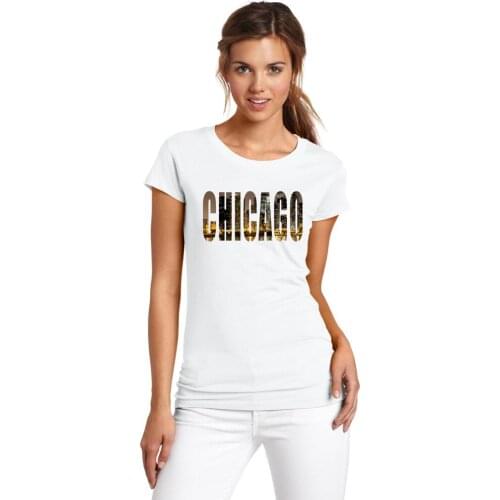 BLWHSA Purpose Tourism City Chicago Design Women T Shirt Short Sleeve Casual T-shirts Chicago Printed Girl Tops Fashion Tee