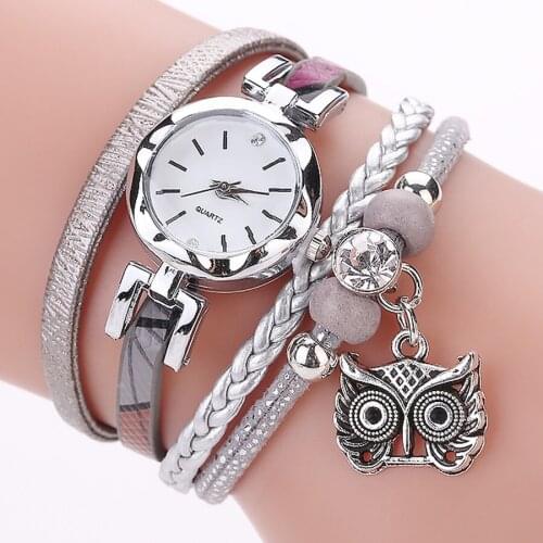 Women Girls Clock Analog Quartz Pendant Owl Ladies Dress Bracelet Watches Relogio Feminino Casual Hot sale Leather Wrist Watch