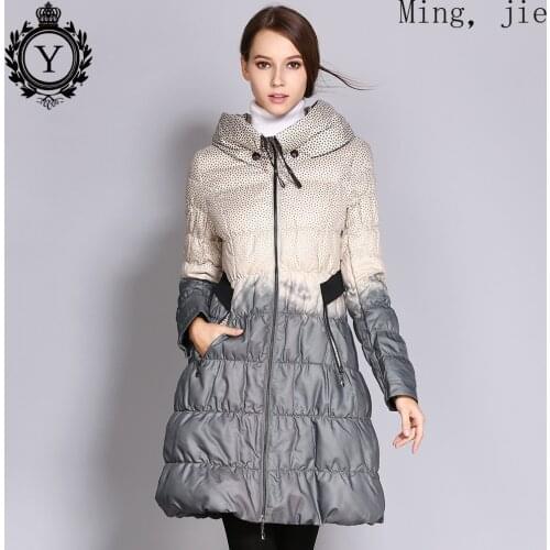 2020 Autumn and Winter Down Jacket New Ladies Over The Knee White Duck Down Jacket Mid-length Jacket Warm Luxury Bubble
