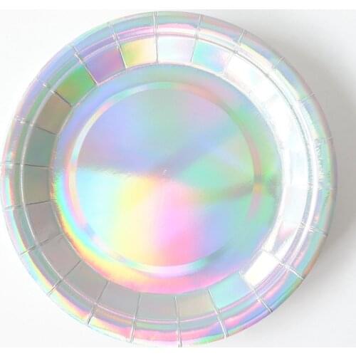 10pcs Bronzing Silver Tableware Disposable Paper Plate Cake Food Popcorn Buffet Plates Wedding Decor Birthday Party Supplies