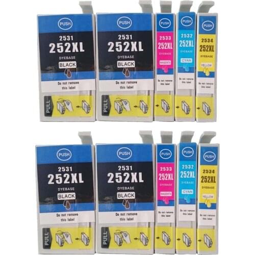 10 Pack Compatible Ink Cartridge for Epson T252 T252XL Printer for Epson WF-3620 WF-3640 WF-7110 WF-7610 WF-7620 Printer
