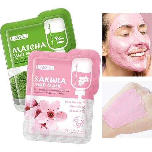 20PCS Cherry Matcha Mud Mask Moisturizing Smoothing Firming Anti Wrinkle Anti Aging Deeply Cleaning Removing Dirt Facial Pack